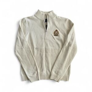 NWT American Living Quarter Zip Cotton Cream Mock Neck Pull Over L